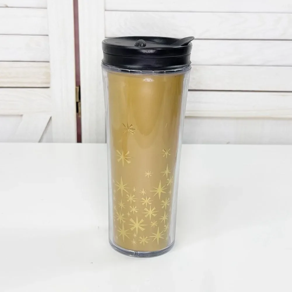 Starbucks Holiday 2011 Retro Snowflake Stars Acrylic‎ Travel Tumbler 12oz